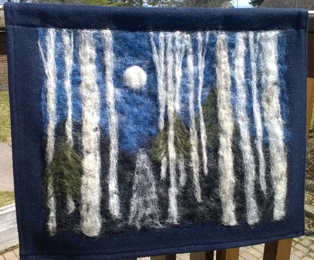 full moon in birch forest A